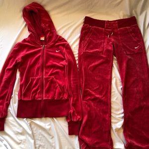 Nike Velour Zip Up Suit Set Women’s sz:Small